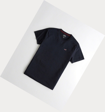 Navy Hollister Must-Have Crewneck Men's Short Sleeve | ZA-ZHWR346