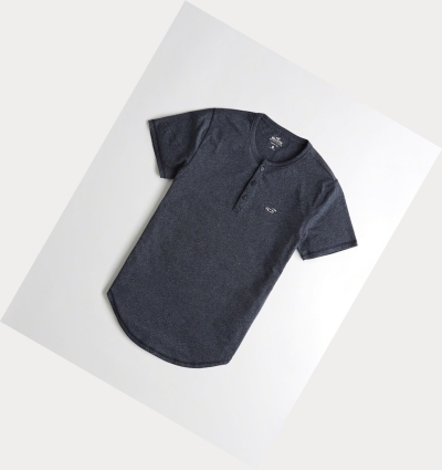 Navy Hollister Must-Have Henley Men's Short Sleeve | ZA-WFQV982