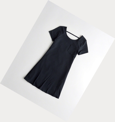 Navy Hollister Open-Back T-Shirt Women's Dress | ZA-IABP348