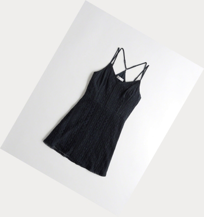 Navy Hollister Strappy Lace Women's Dress | ZA-VDPH534