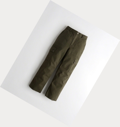 Olive Hollister Classic Stretch Ultra High-Rise Crop Mom Women's Pants | ZA-OHLS690