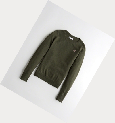 Olive Hollister Crewneck Women's Sweaters | ZA-TWRX926