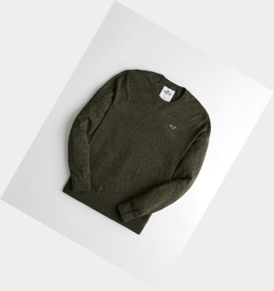 Olive Hollister Lightweight Crewneck Men's Sweaters | ZA-XGTH481