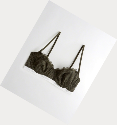 Olive Hollister Logo Unlined Balconette Women's Bras | ZA-YVOC612