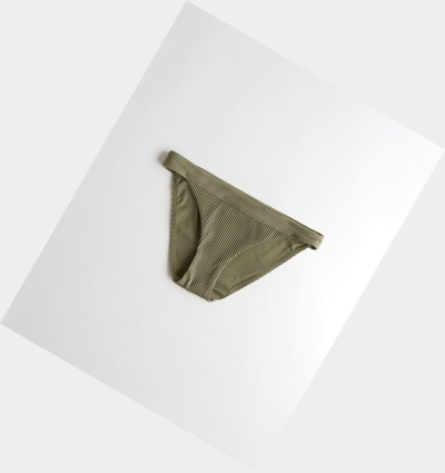 Olive Hollister Ribbed Women's Bikini Bottoms | ZA-MYIA356