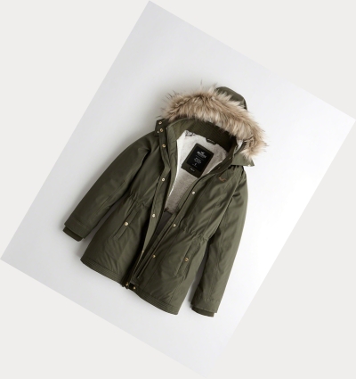 Olive Hollister Sherpa-Lined Women's Parka Jackets | ZA-RTVO973