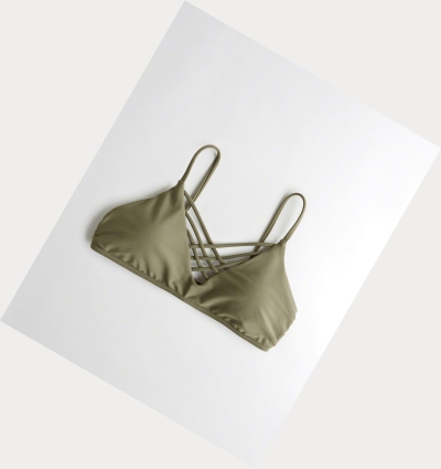 Olive Hollister Strappy Scoop Women's Bikini Tops | ZA-CVFM834