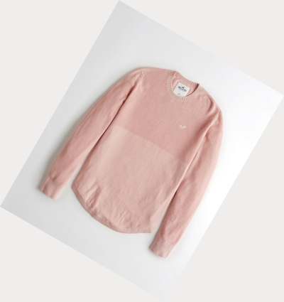 Pink Hollister Lightweight Curved Hem Men's Sweaters | ZA-IKNA134