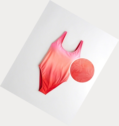 Pink Hollister Low-Back Scoop One-Piece Women's Swimwear | ZA-JPBO805