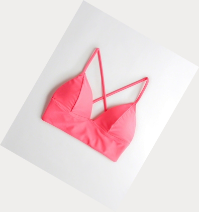 Pink Hollister Strappy Longline Triangle Women's Bikini Tops | ZA-AZLW059