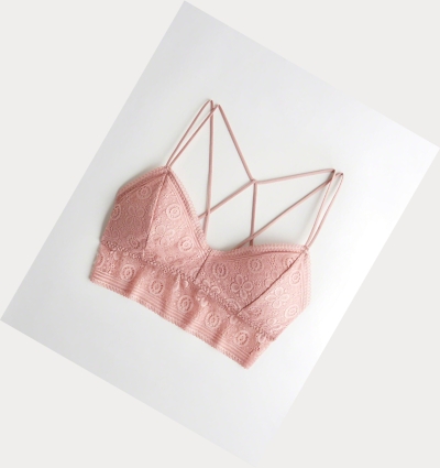 Pink Hollister Strappy Longline With Removable Pads Women's Bras | ZA-ORLS809