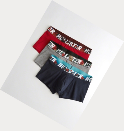 Red Grey Navy Hollister Shorter-Length Trunk 3-Pack Men's Underwear | ZA-CQZN583