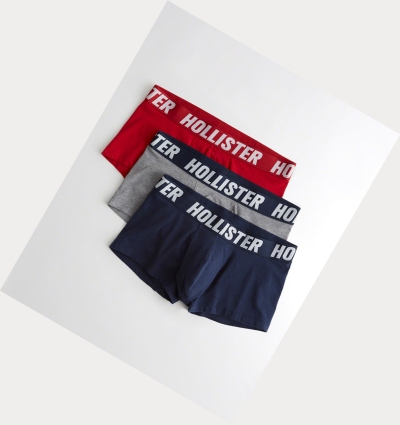 Red Grey Navy Hollister Shorter-Length Trunk 3-Pack Men's Underwear | ZA-VDCW586