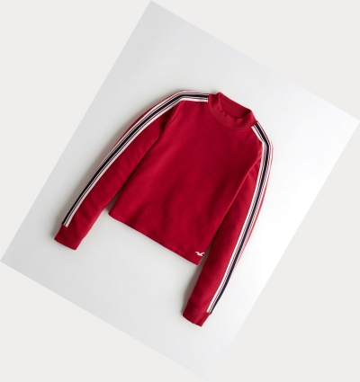 Red Hollister Boxy Mockneck Women's Sweatshirts | ZA-CDPS716