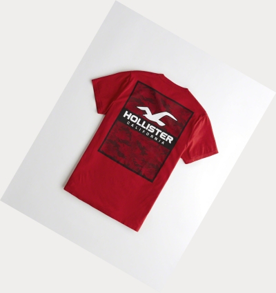 Red Hollister Camo Men's Short Sleeve | ZA-RKOI290