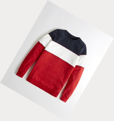 Red Hollister Colorblock Crewneck Women's Sweatshirts | ZA-SBHT806