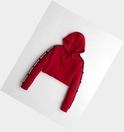 Red Hollister Cutoff Ultra Crop Women's Hoodie | ZA-NGRC537