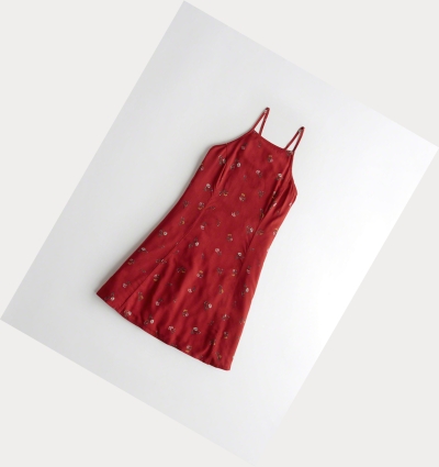 Red Hollister Lace-Up High-Neck Women's Dress | ZA-XSLP834