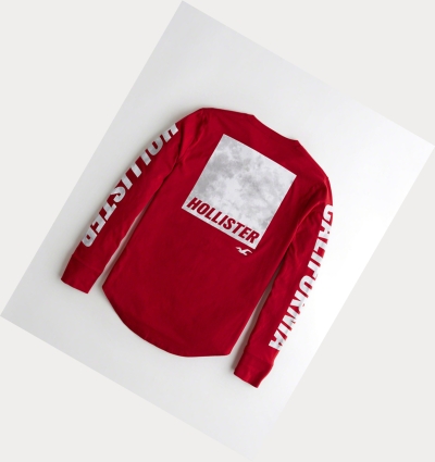 Red Hollister Logo Men's Long Sleeve | ZA-NAFK051