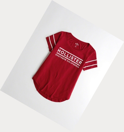 Red Hollister Logo Women's Short Sleeve | ZA-FHJI382