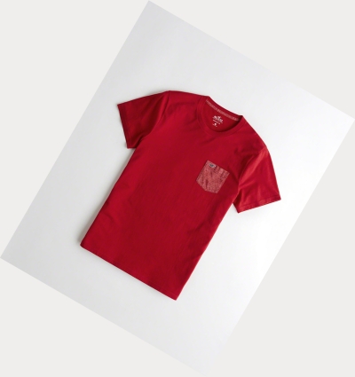 Red Hollister Must-Have Crewneck Men's Short Sleeve | ZA-YMVO659