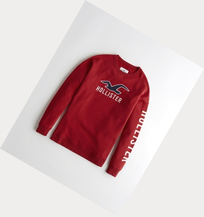 Red Hollister Oversized Crewneck Women's Hoodie | ZA-SRTL584