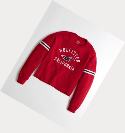 Red Hollister Waffle Boyfriend Women's Long Sleeve | ZA-VQFB275