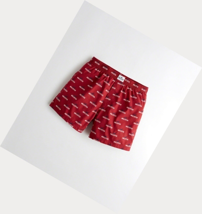 Red Hollister Woven Boxer Men's Underwear | ZA-OYMJ275