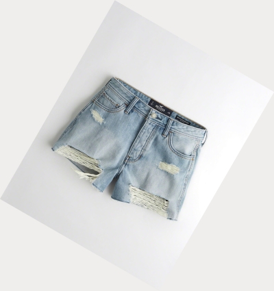 Red Light Wash Hollister High-Rise Denim Boyfriend Women's Shorts | ZA-ZGUR157