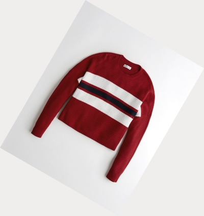 Red Stripes Hollister Crewneck Women's Sweaters | ZA-DWHR617