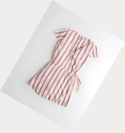 Red Stripes Hollister Wrap-Front Women's Rompers | ZA-ZWKF817