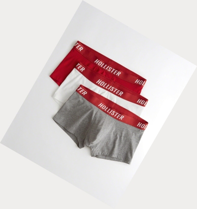 Red White Grey Hollister Shorter-Length Trunk 3-Pack Men's Underwear | ZA-PJHB549