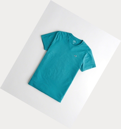 Turquoise Hollister Must-Have Crewneck Men's Short Sleeve | ZA-GTLY324