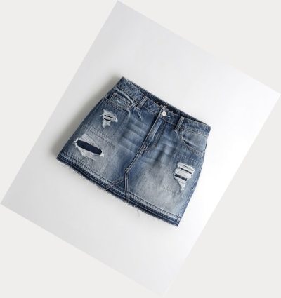 Wash Hollister High-Rise Denim Women's Skirts | ZA-KYVM837