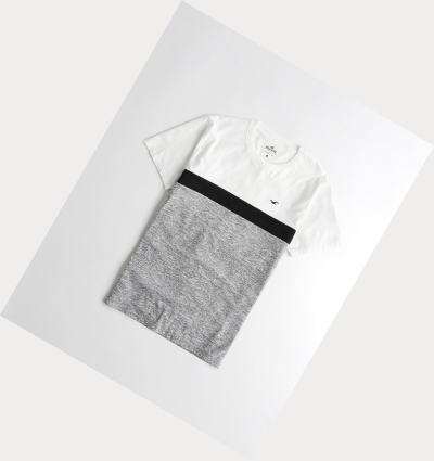 White Grey Hollister Colorblock Crewneck Men's Short Sleeve | ZA-BTSN816