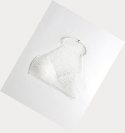 White Hollister Halter High-Neck With Removable Pads Women's Bras | ZA-HNQG485