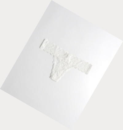 White Hollister Lace Thong Women's Underwear | ZA-OHML537