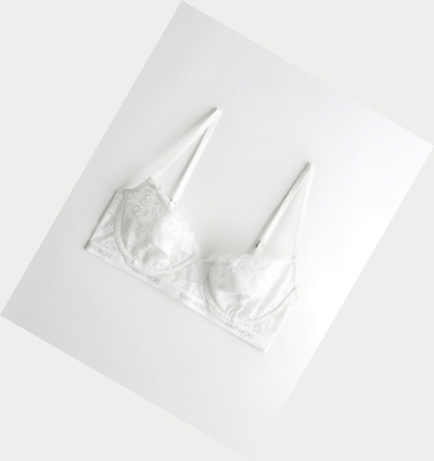 White Hollister Logo Unlined Balconette Women's Bras | ZA-CKGM493