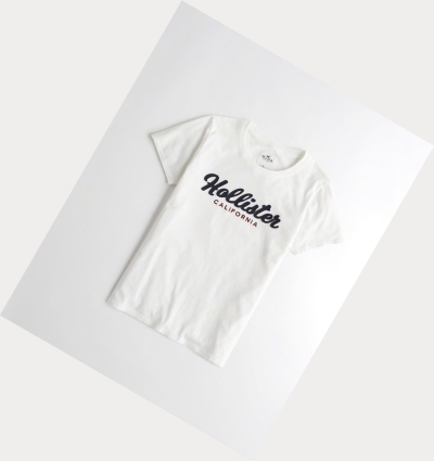 White Hollister Logo Women's Short Sleeve | ZA-ESGQ289