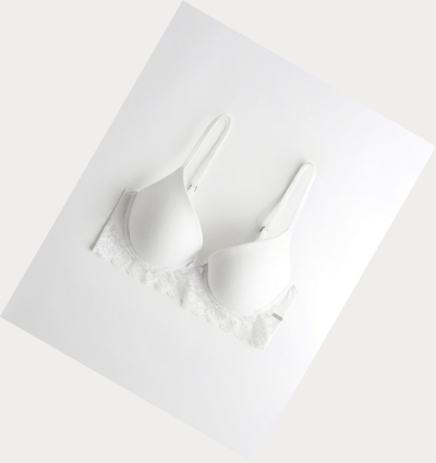 White Hollister Longline Push-Up Demi Women's Bras | ZA-GIAN018