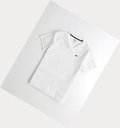 White Hollister Must-Have Crewneck Men's Short Sleeve | ZA-XYWO437