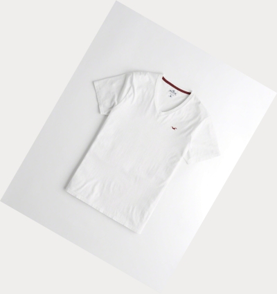 White Hollister Must-Have V-Neck Men's Short Sleeve | ZA-HTGB196