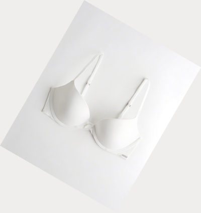 White Hollister Push-Up Plunge Women's Bras | ZA-KXSP425