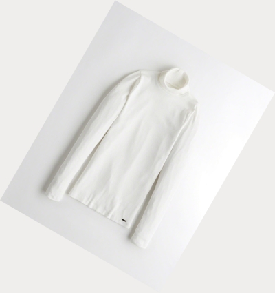 White Hollister Ribbed Turtleneck Women's Long Sleeve | ZA-ODCX974