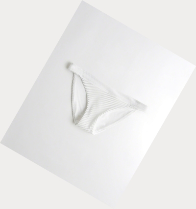 White Hollister Ribbed Women's Bikini Bottoms | ZA-MWNB907