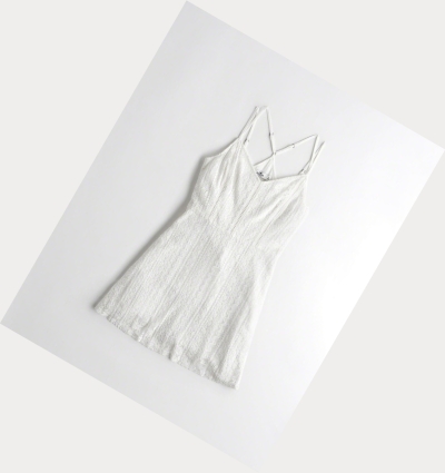 White Hollister Strappy Lace Women's Dress | ZA-JUSE986