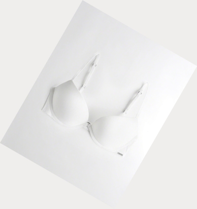 White Hollister Super Push-Up Plunge Women's Bras | ZA-JHIC398