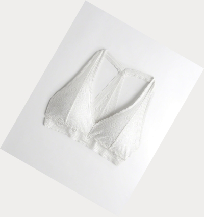 White Hollister T-Back Halter With Removable Pads Women's Bras | ZA-ERMS154