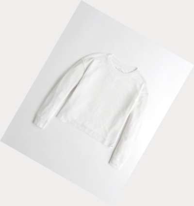 White Hollister Waffle Boyfriend Women's Long Sleeve | ZA-FNTC948