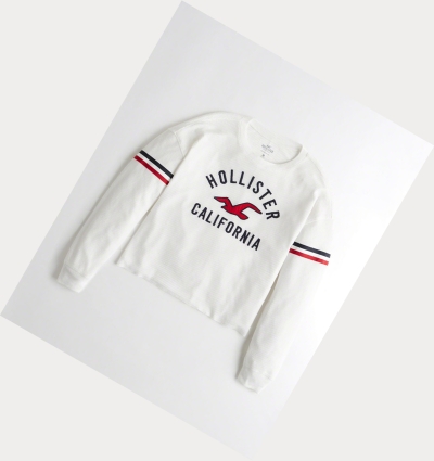 White Hollister Waffle Boyfriend Women's Long Sleeve | ZA-NTYS728